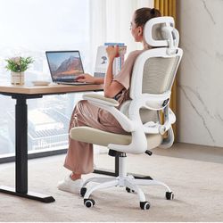 TRALT Office Chair Ergonomic Desk Chair, 330 LBS Home Mesh Office Desk Chairs with Wheels, Comfortable Gaming Chairs (1, Beige)