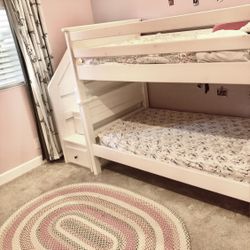 White Twin Over Twin bunkbed/ Stairway Chest