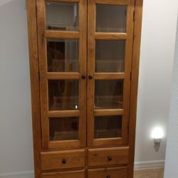 New Wood Two Door Beveled Grass Display Cabinet 