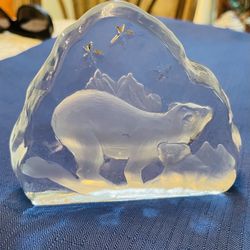 Vintage Mats Jonasson Swedish Artists “Polar Bear & It’s Cub” Sculpture 