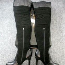 Leather and Suede Thigh High Boot - Size 8