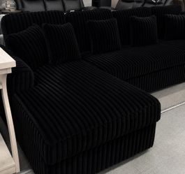 Brad new black corduroy sectional sofa couch (available for same day)