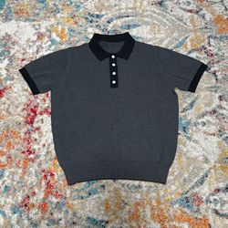 Charcoal Gray Knit Polo
