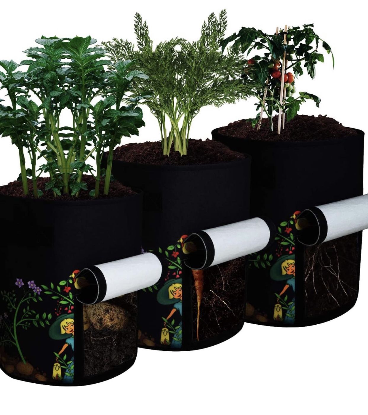 3-Pack 5 Gallon Plant Grow Bags, Visualization Window Thickened