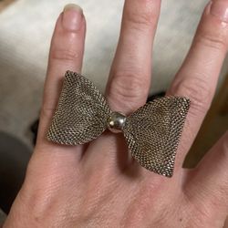 Silver Bow Tie Adjustable  Ring 