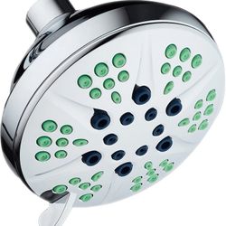 Hotel Spa Notilus Pure-Clean High-Pressure Giant 4.3" Luxury Shower Head- 6 settings, 2-zone Anti-Clog Nozzles, Angle-Adjustable Metal Ball Joint