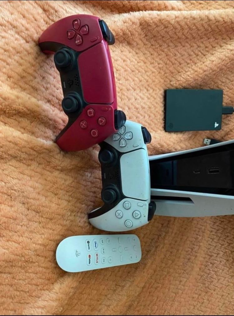 PS5 With 2 Remotes and Extended Storage