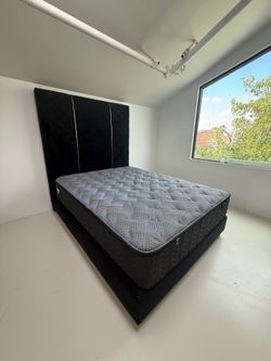 Black Velvet Bed Frame With Gold Accents