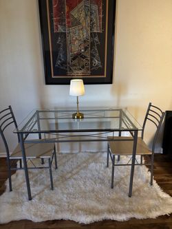 Elegant Glass (1/2” thick) & Chrome Dinette w/ matching chairs