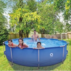12' x 30" Round Metal Framed Above Ground Outdoor Backyard Swimming Pool 