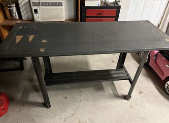 Work/ Tool Table Wood Top Metal Frame