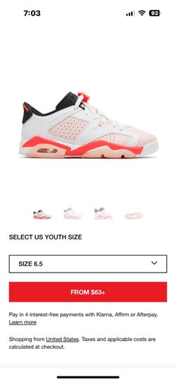 JORDAN 6 RETRO LOW GS 'ATMOSPHERE'