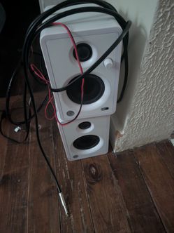 White Mackie Studio monitors