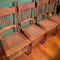 Set Of 4 Antique Chairs with Cane Seating