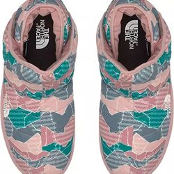 North Face Women ThermoBall Insulated Pink/Green Slip-on Botties Shoes 