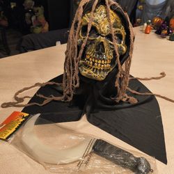 Halloween Mask And Knife.