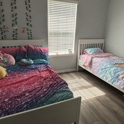White Twin Bed Frame W/ Mattress