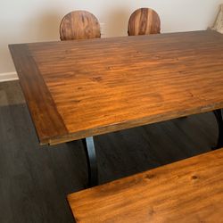 Farmhouse Table, Bench, 2 Chairs 