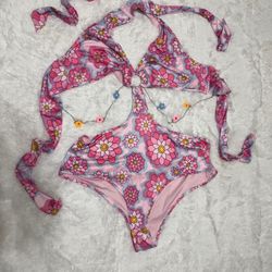 New 3x pink daisy bodysuit one piece swimsuit festival rave outfit top edc raver