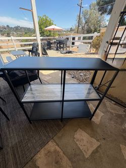 Black Metal 3-Tier Console Shelf Table