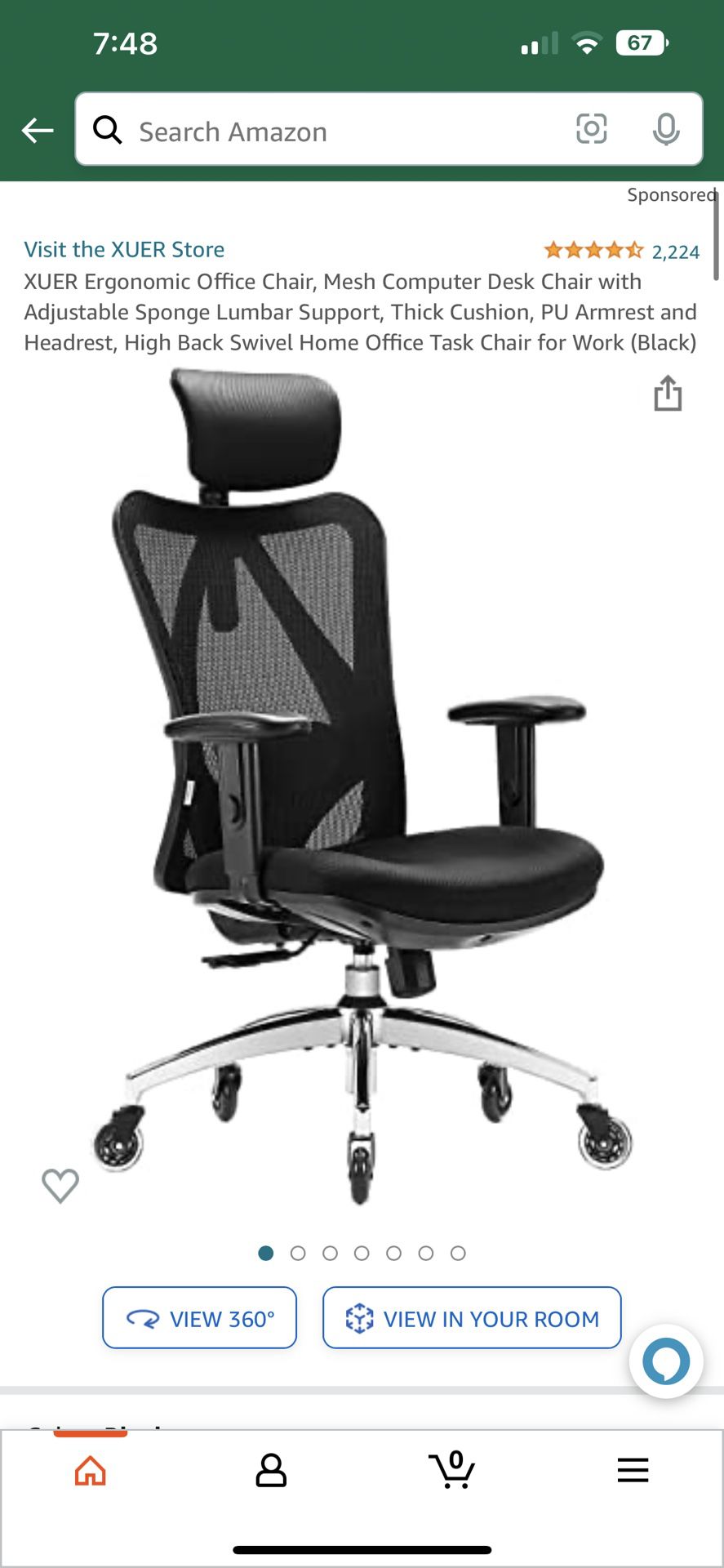 Brand New Black Mesh Tall Back Ergonomic Office Chair w/Adjustable Lumbar/Armrests/Headrest 