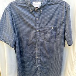 Mens PD&C Paper Denim & Cloth Medium Button Up Blue/Dots SlimFit Shirt Preowned 