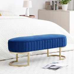Ready for pickup Storage Ottoman - 48" Modern Velvet Oval Upholstered End of Bed Bench for sale
