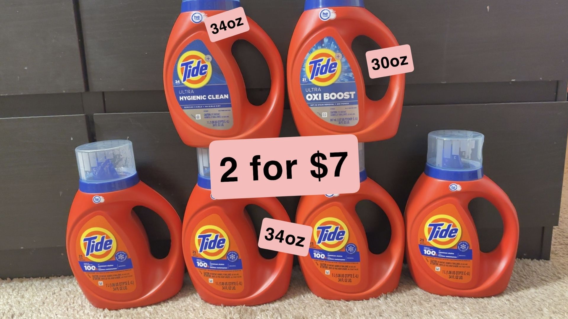 Tide Detergent 34oz 30oz