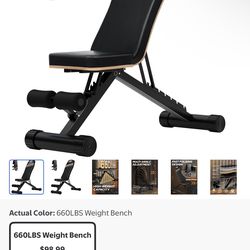 Assemble-Free Foldable Weight Bench Press for Home Gym, 660 LBS Capacity Incline