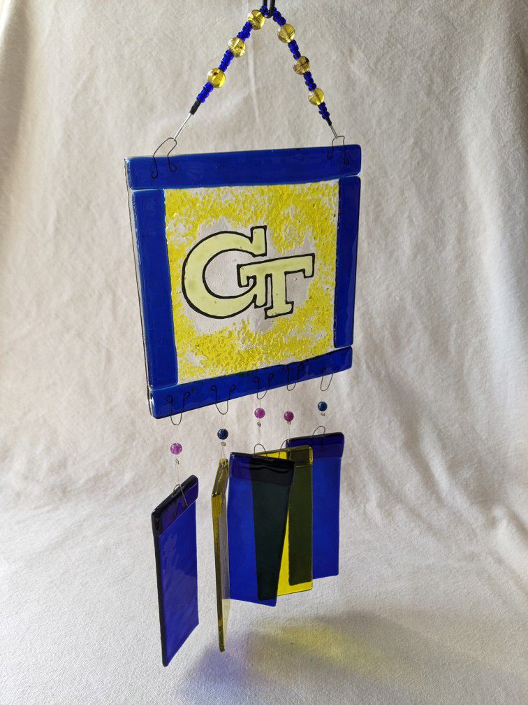 Handmade GT Stained Glass Wind Chime Sun Catcher