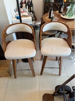 La Chapelle Mid Century Modern Bar Stool 26" in Ivory