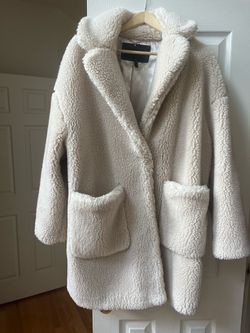 BCBG Cream Teddy Bear Faux Fur Coat