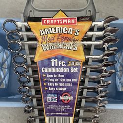 Vintage USA Craftsman 11 Piece Metric 12 pt Combination Wrench Set NOS