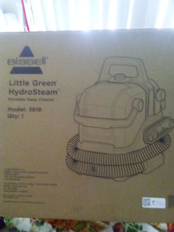 CARPET CLEANER BISSELL LITTLE GREEN HYDROSTEAM PORTABLE DEEP STEAM CLEANER MODEL 3618 IN USED NEW CONDITION