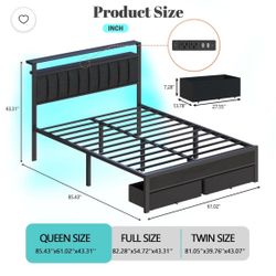 Led queen bed frame …..