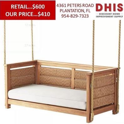 Member's Mark Teak and Wicker Porch Swing NEW