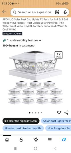 White Solar Post Lights 12 Pack