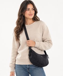 Black Nylon Crescent Crossbody Bag