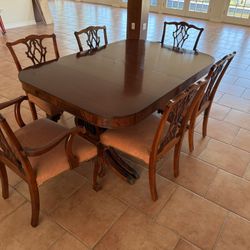 Mahogany Dining Table And 6 Original Thomasville Chair Company   Chairs
