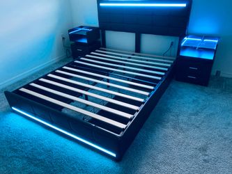 Queen leather bed frame