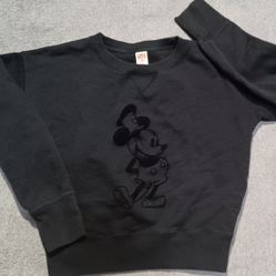 Women's Size Medium Mickey Mouse All Black Stitched Sweatshirt Long  Disney Daffy 