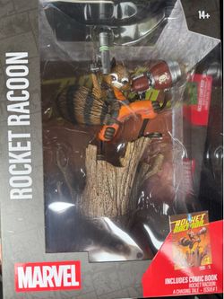 Marvel Rocket Racoon Figurine with Comic Book