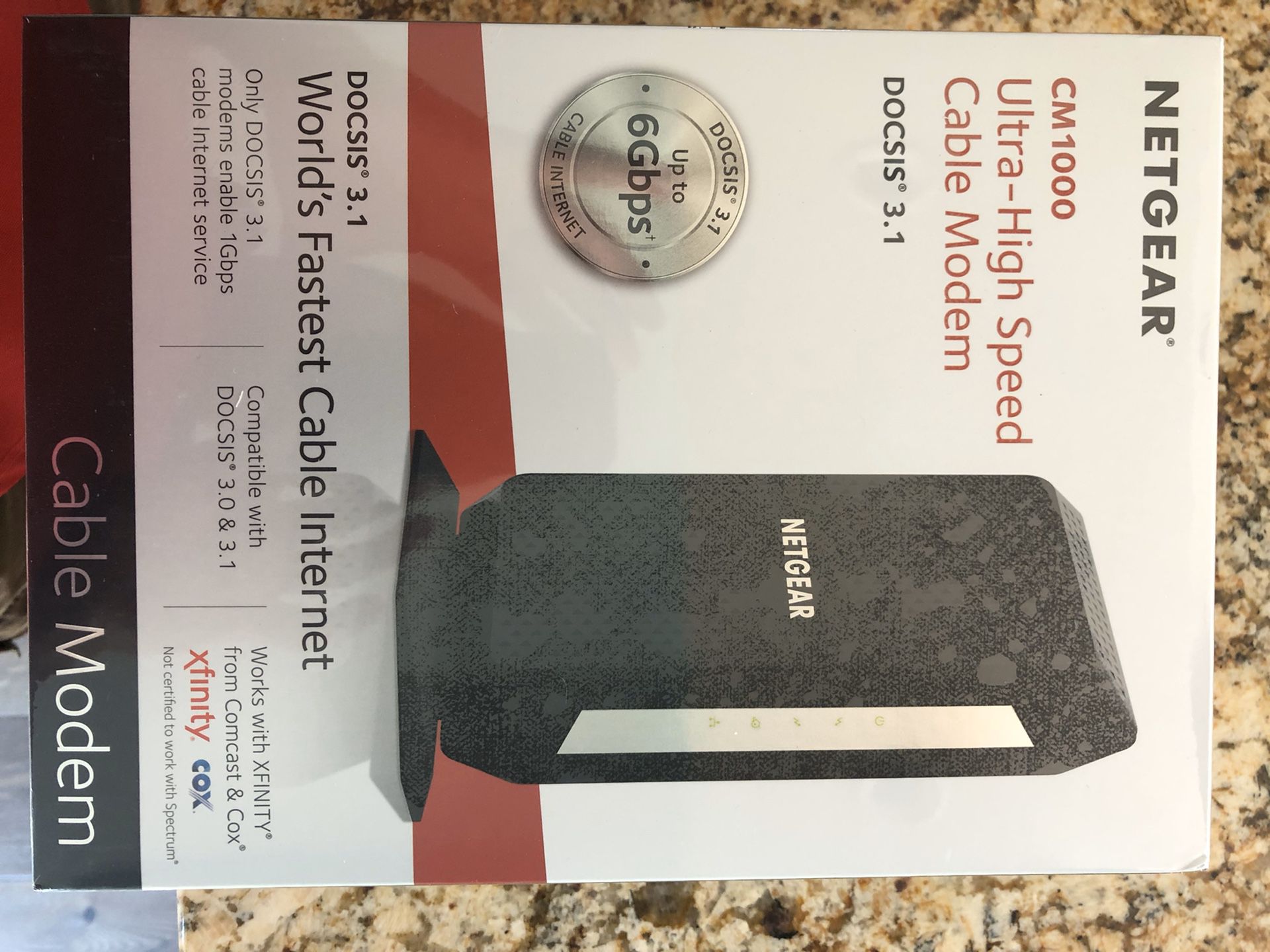 NETGEAR DOCSIS 3.1 Gigabit Cable Modem. Max download speeds of 6.0 Gbps, For XFINITY by Comcast, Spectrum, and Cox. Compatible with Gig-Speed from Xf