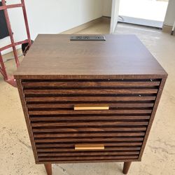 New Fluted Nightstand With Charging Station Mid Century Modern End Table