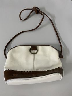 Liz Claiborne White with Brown Trim and Ring Purse with Brown Strap
