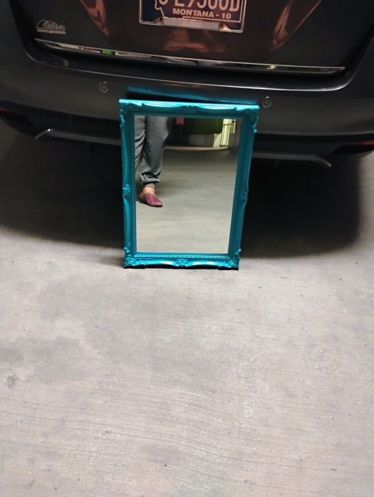Blue Framed Artsy Mirror