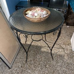 Round Glass & Brass Table