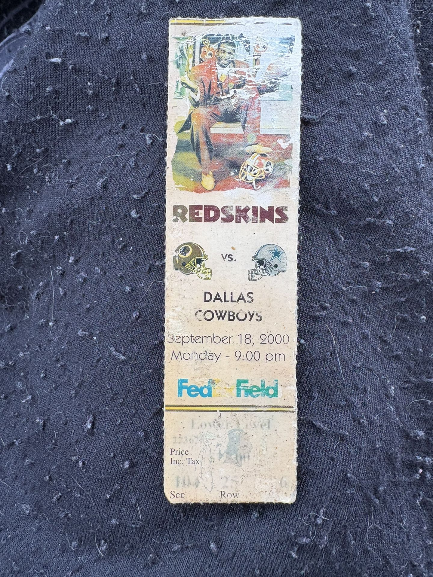 REDSKINS VS COWBOYS Collectible ticket Stub