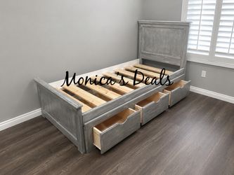 Twin Solid Wood Bed Frame With 3 Drawers $520