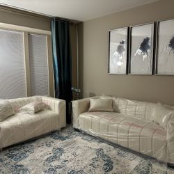 2 Piece Modern Velvet Sofa Couch Set 